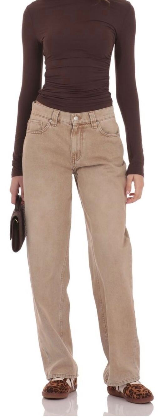 NWT Lucy in the Sky Y2K Baggy Tinted Streetwear Wide Leg Sand Tan Skater Jeans 6